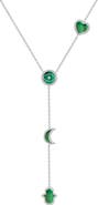Karma and Luck Celestial Guidance Malachite Multi Symbol Silver Necklace
