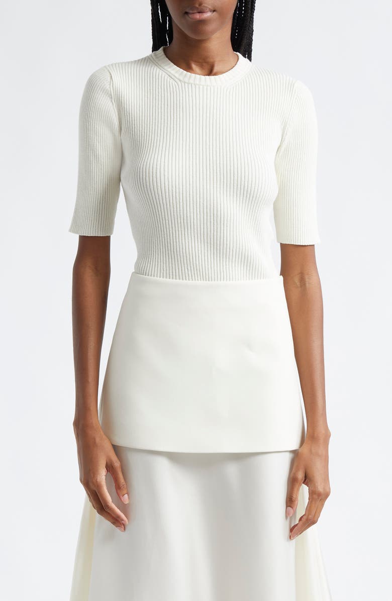 Róhe Rib Knit Short Sleeve Top, Main, color, Off White