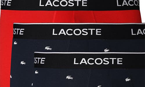 Lacoste Assorted 3-pack Stretch Cotton Trunks In Black