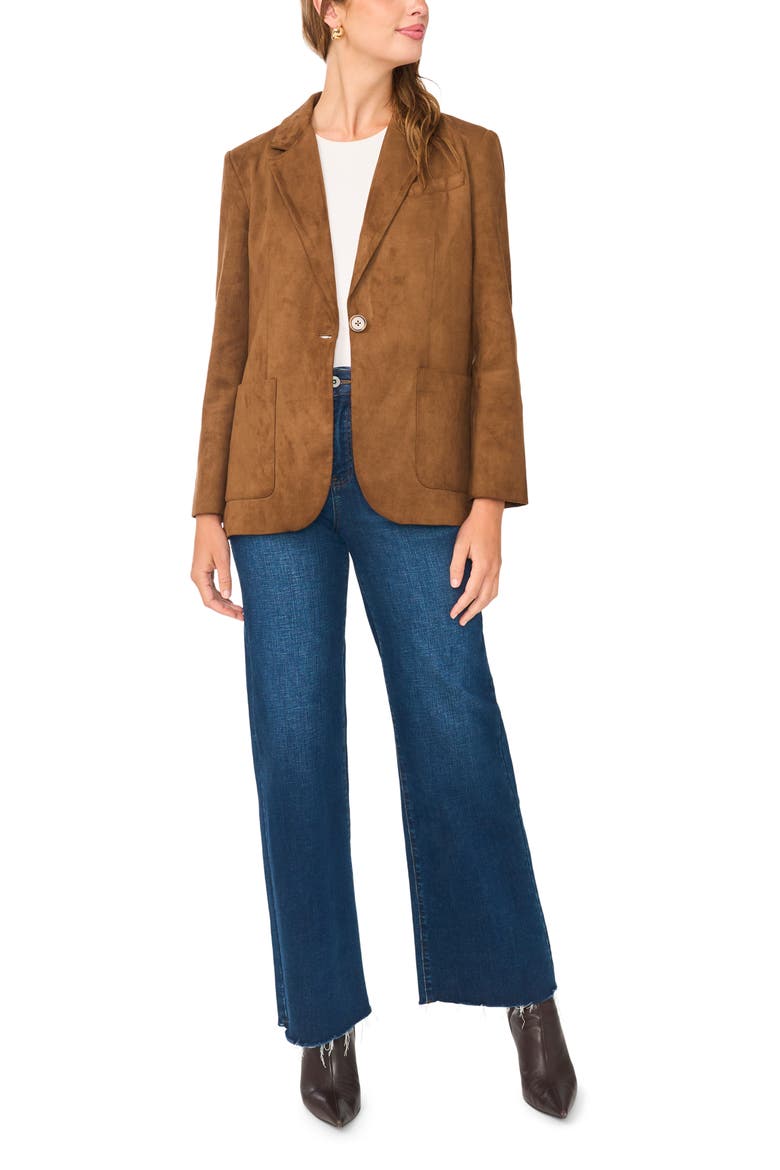 Faux Suede Blazer, Alternate, color, TOASTED