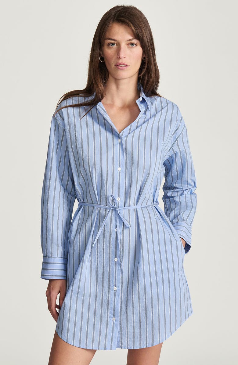 Mavi Jeans Stripe Tie Waist Long Sleeve Shirtdress, Alternate, color,
