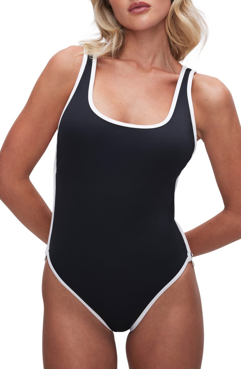Good American Varsity Layout One-Piece Swimsuit, Main, color, 
