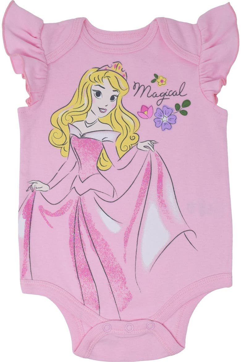 Princess 5-Pack Bodysuits, Alternate, color, Princess Pink Multi