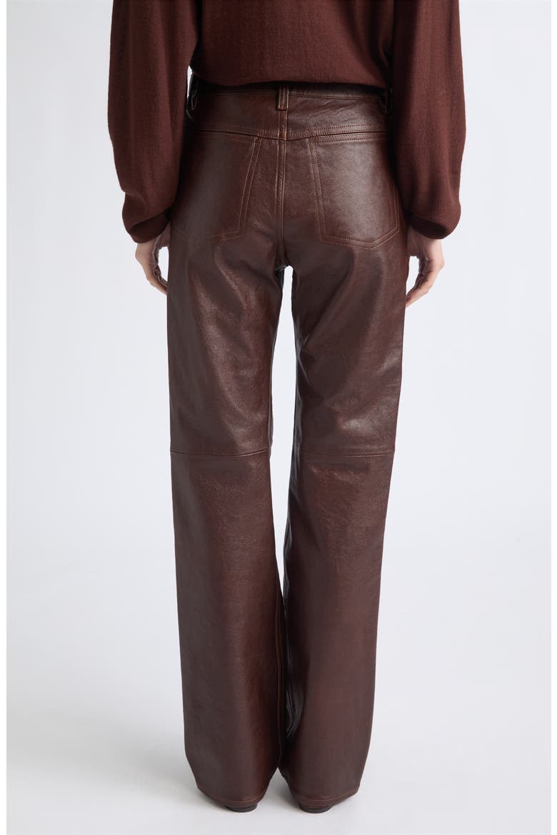 Straight Leg Leather Pants, Alternate, color, BRICK