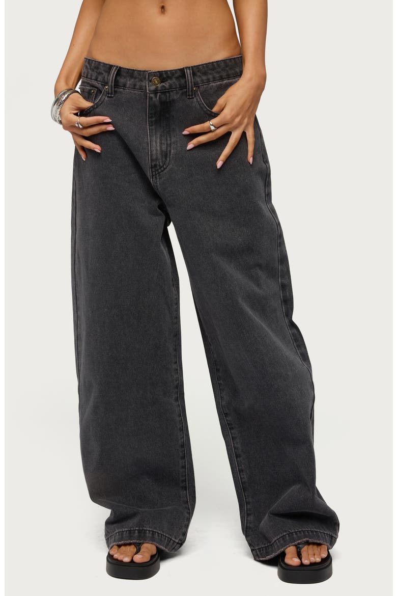 Nichol Low Rise Baggy Jeans, Main, color, BLACK-WASHED