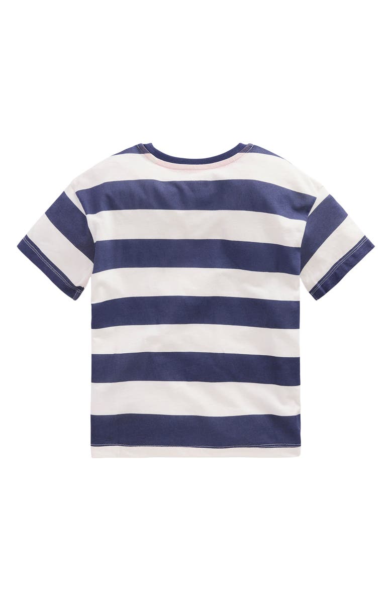 Mini Boden Kids' Cotton Graphic T-Shirt, Alternate, color, College Navy Stripe Digger