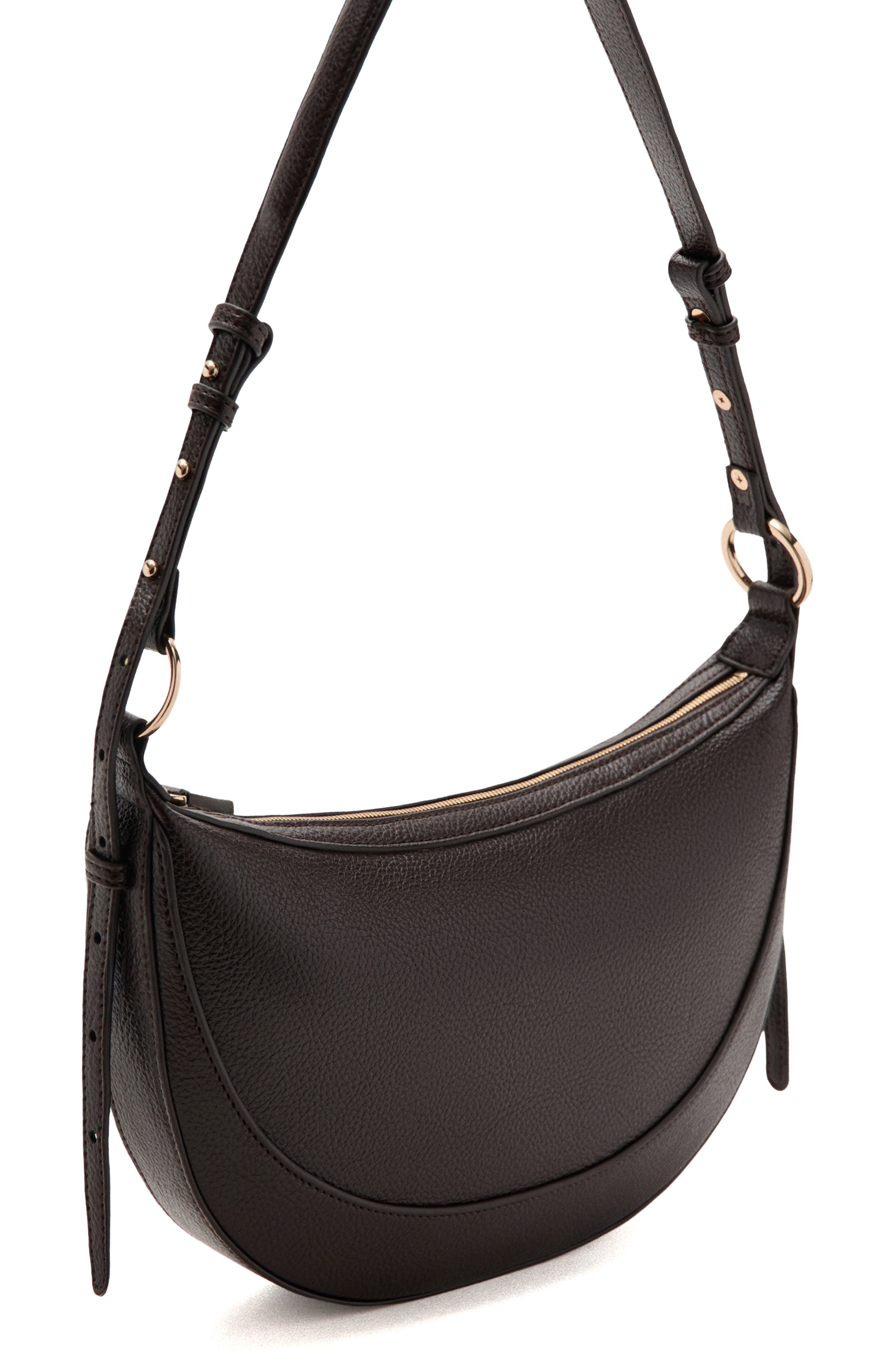 MANGO Oval Faux Leather Shoulder Bag, Alternate, color, Chocolate