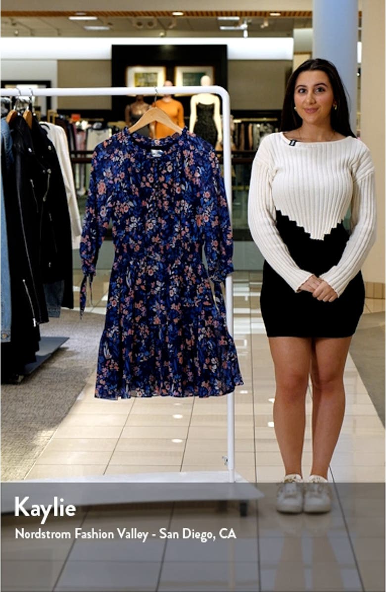 Floral Smocked Waist Long Sleeve Dress, sales video thumbnail