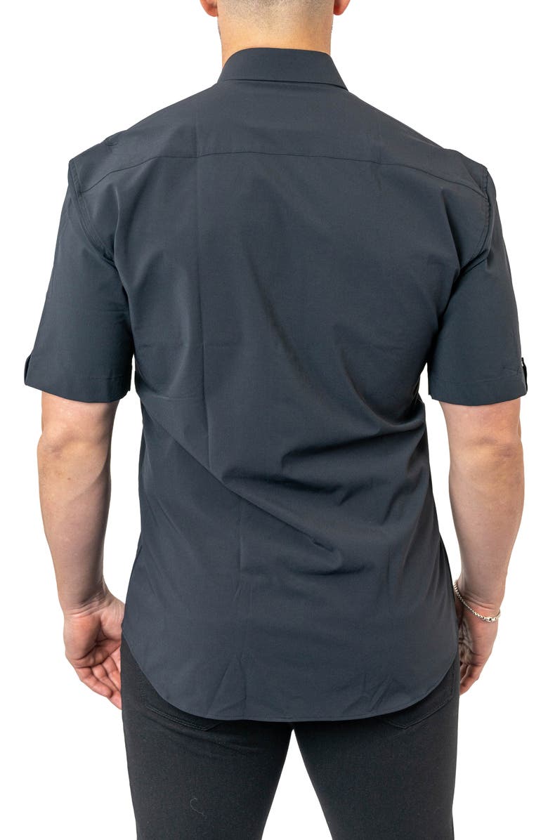 Maceoo Galileo Stretchcore Short Sleeve Performance Button-Up Shirt, Alternate, color, Black