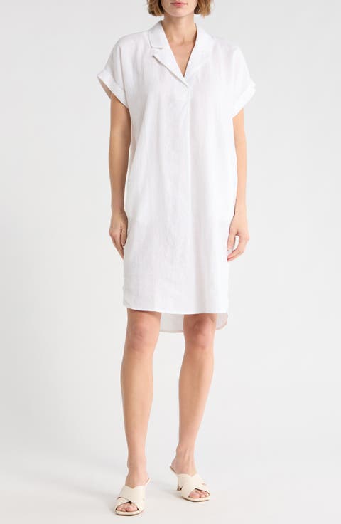 Cuff Sleeve Organic Linen Shift Dress