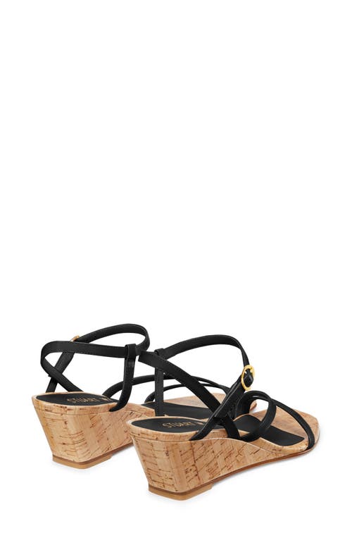 Stuart Weitzman Oasis Patent Ankle-strap Wedge Sandals In Black