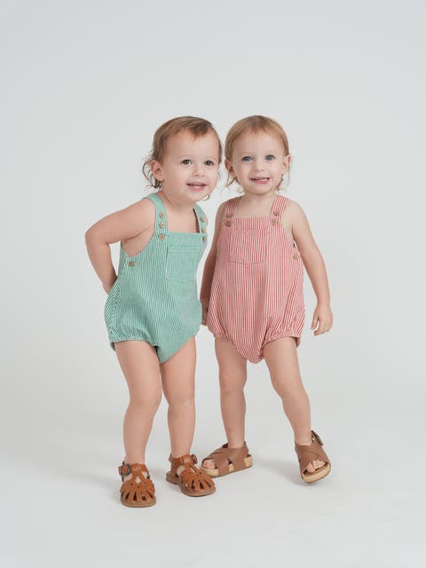 Striped Baby Overall - Adjustable Strap Romper, 70% Cotton 30% Polyester