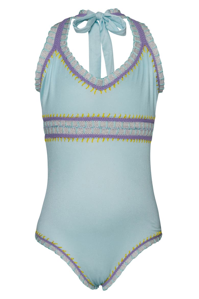 Kids' Embroidered One-Piece Swimsuit, Main, color, LIGHT BLUE