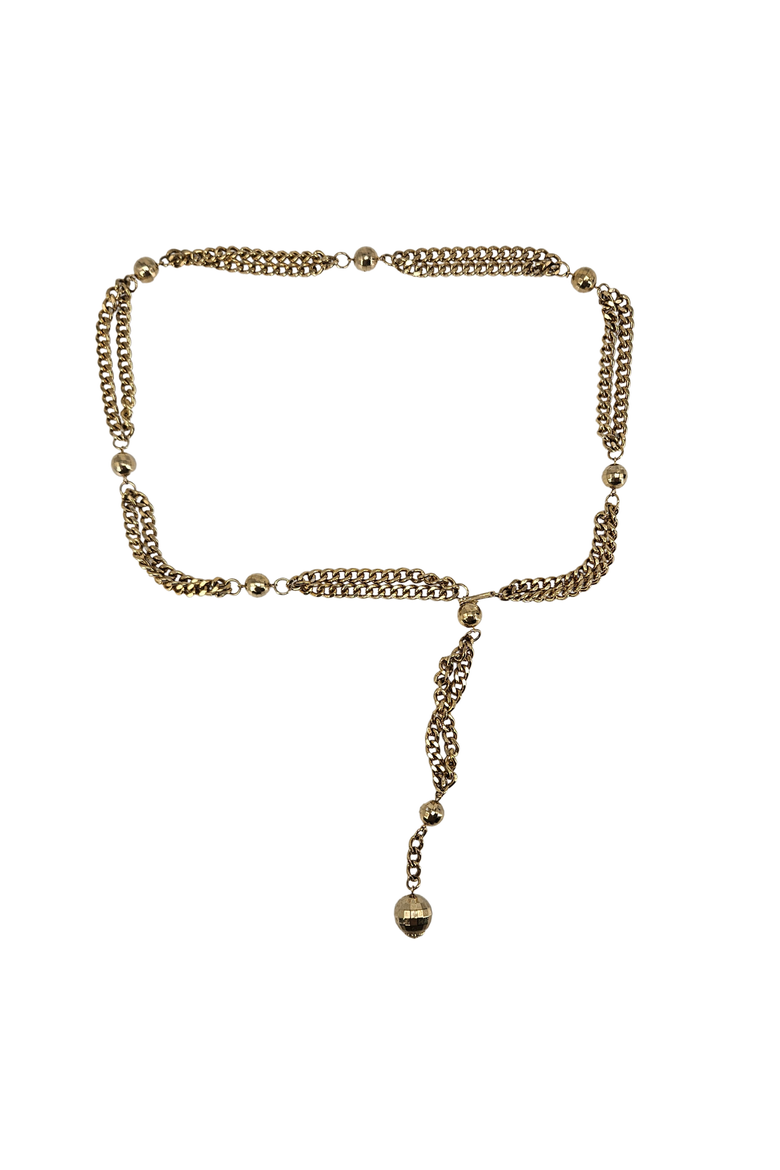 Vintage Goldtone 1960-70s Double Chain Station Belt, Main, color, Gold