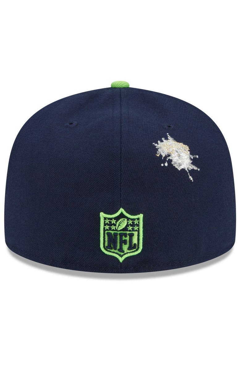 New Era x Staple Men's New Era Navy/Neon Green Seattle Seahawks NFL x Staple Collection 59FIFTY Fitted Hat, Alternate, color, 