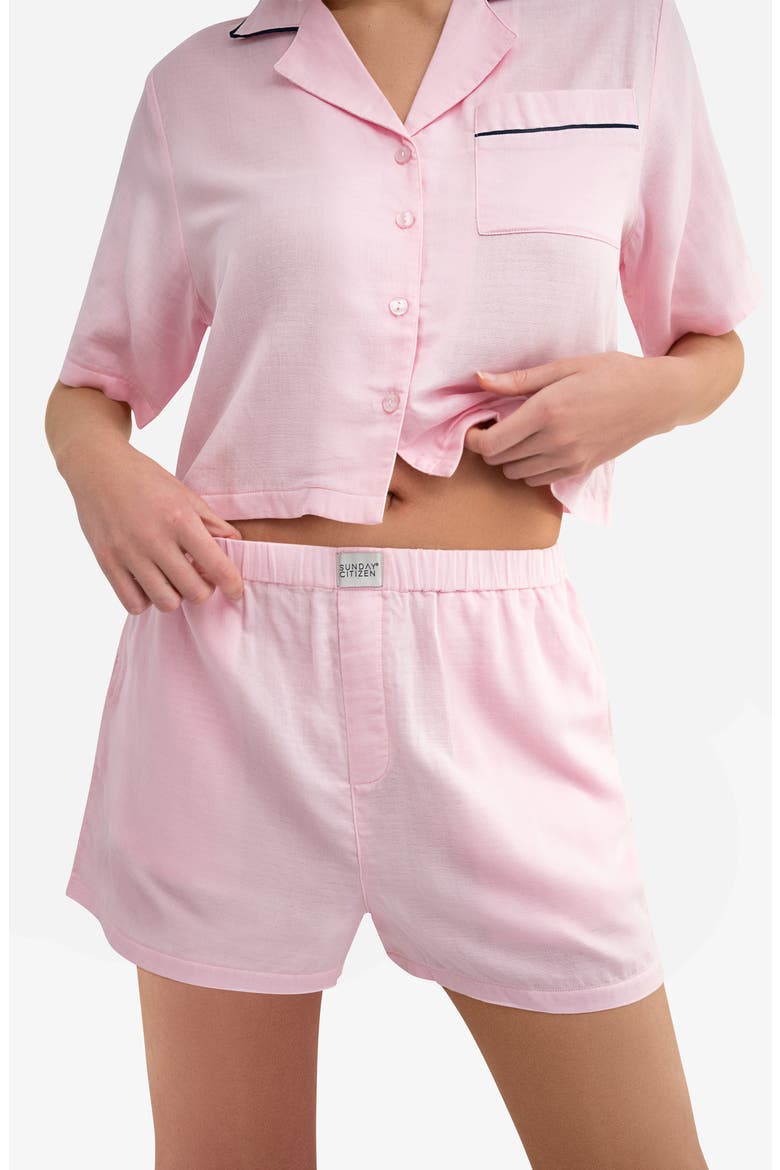 Piped Cotton Blend Pajamas, Alternate, color, PINK