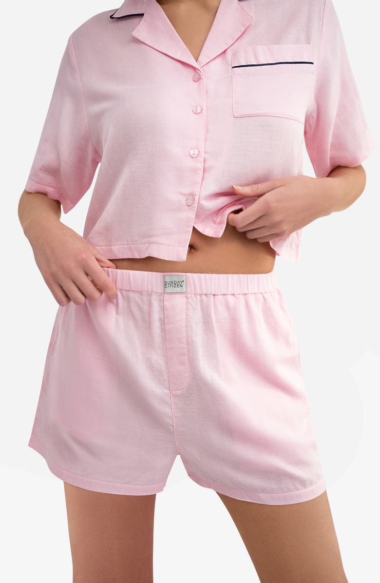 Sunday Citizen Piped Cotton Blend Pajamas, Alternate, color, Pink