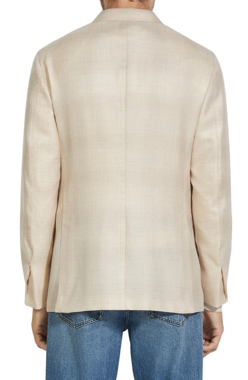 Zegna Chalk Stripe Linen And Silk Jacket In Natural Chalk