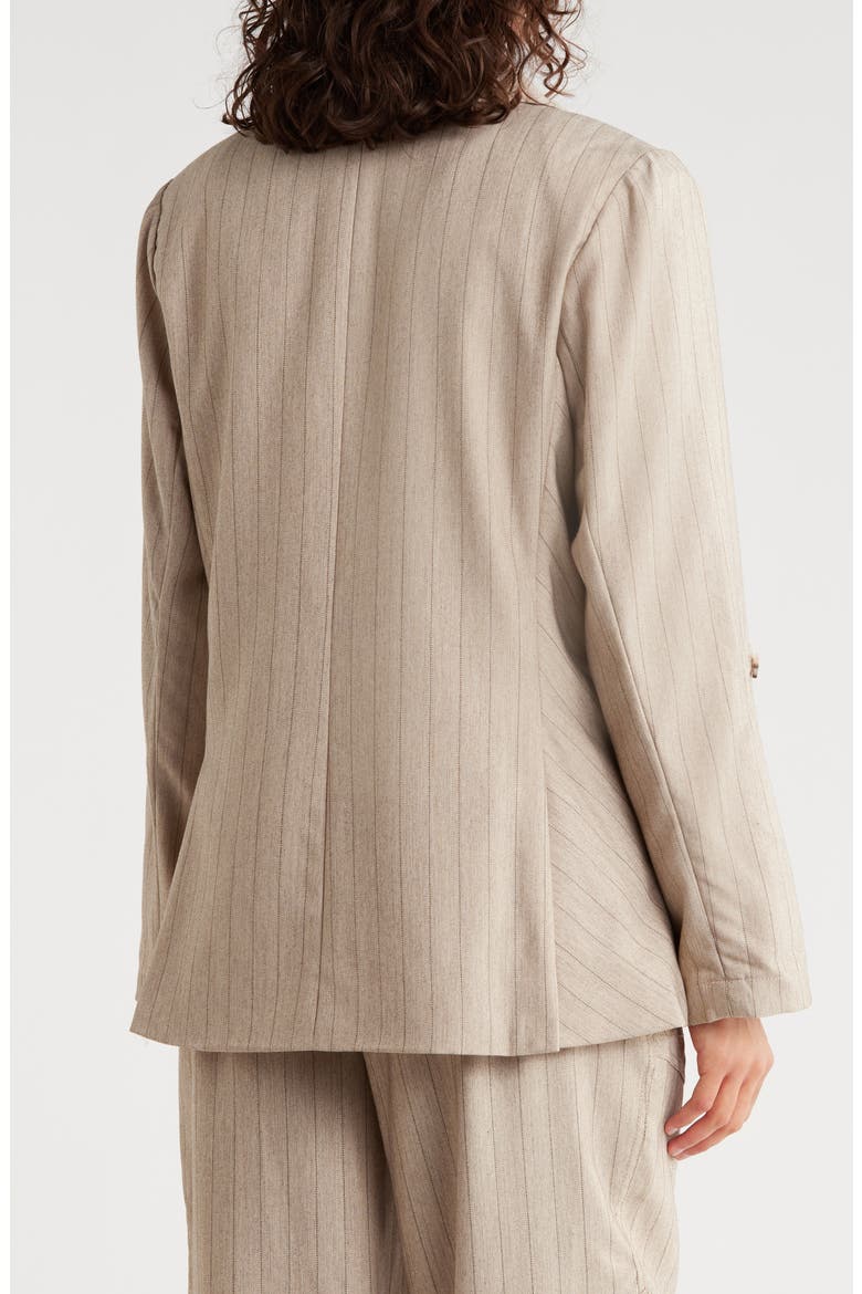 Pinstripe Oversize Peak Lapel Blazer, Alternate, color, HEATHER WALNUT/ BLACK