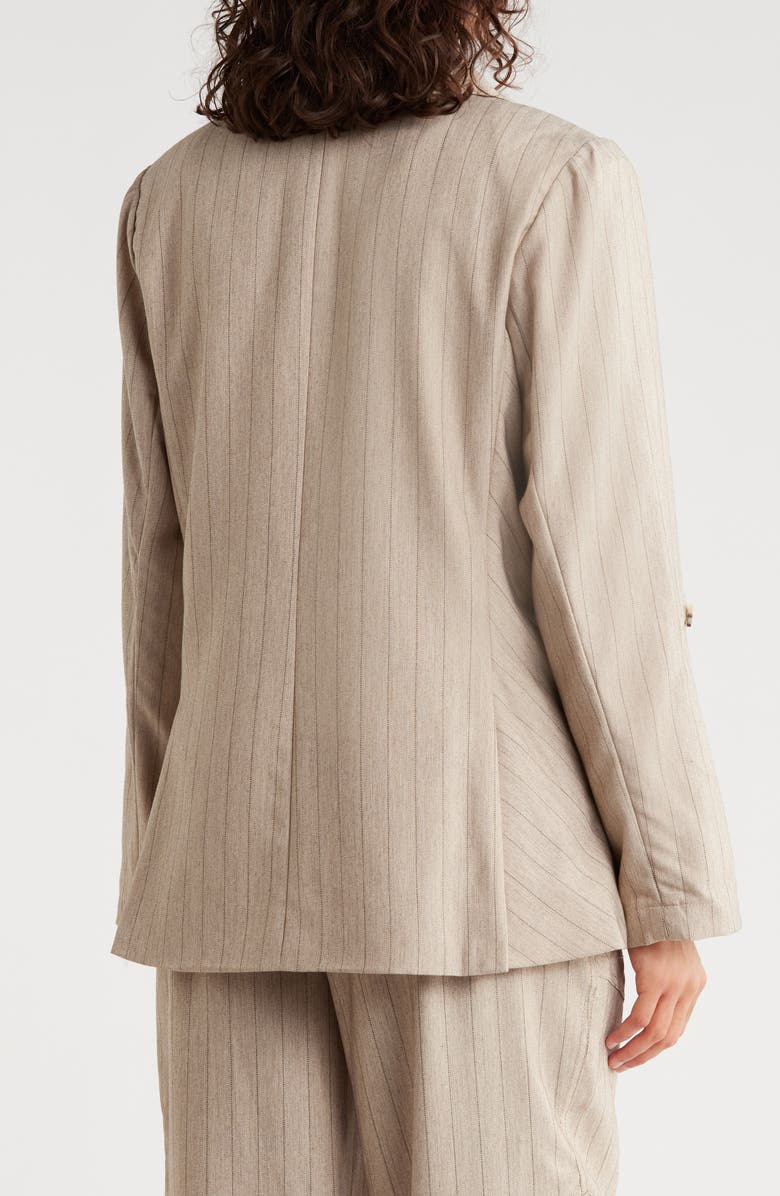 Democracy Pinstripe Oversize Peak Lapel Blazer, Alternate, color, Heather Walnut/ Black