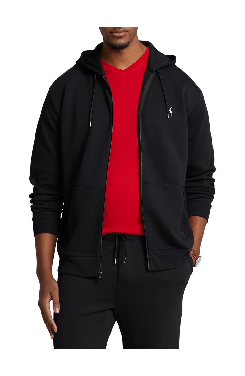 Polo Ralph Lauren Big & Tall Double-Knit Full-Zip Hoodie, Main, color, Black