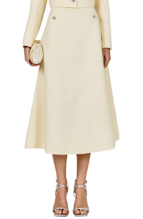 A-Line Tweed Midi Skirt