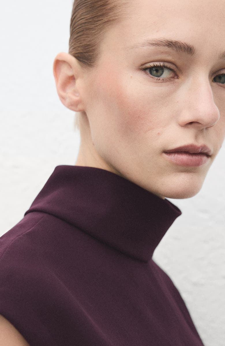 MANGO Turtleneck Faux Wrap Midi dress, Alternate, color, Purple