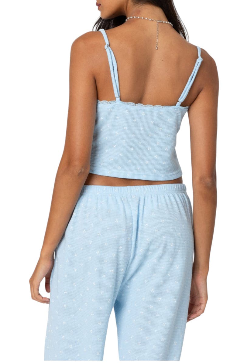 EDIKTED Floral Cotton Waffle Knit Crop Camisole, Alternate, color, 