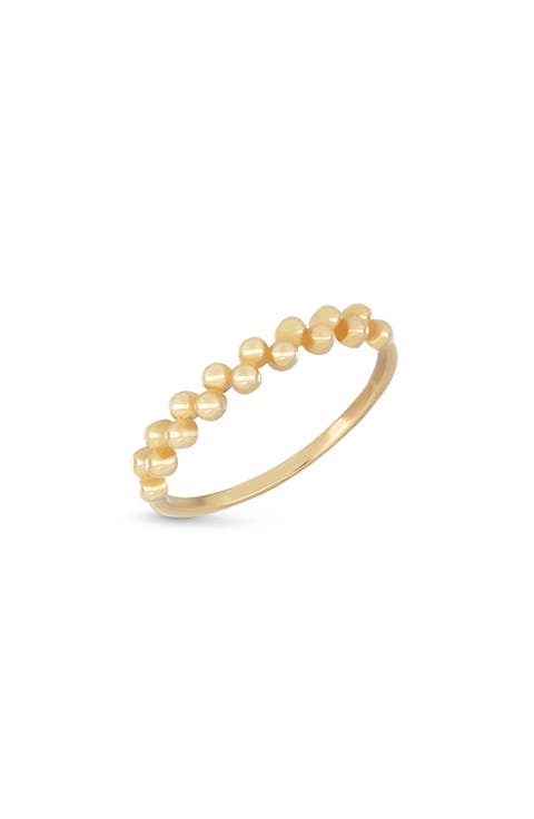 14K Gold Beaded Stackable Ring