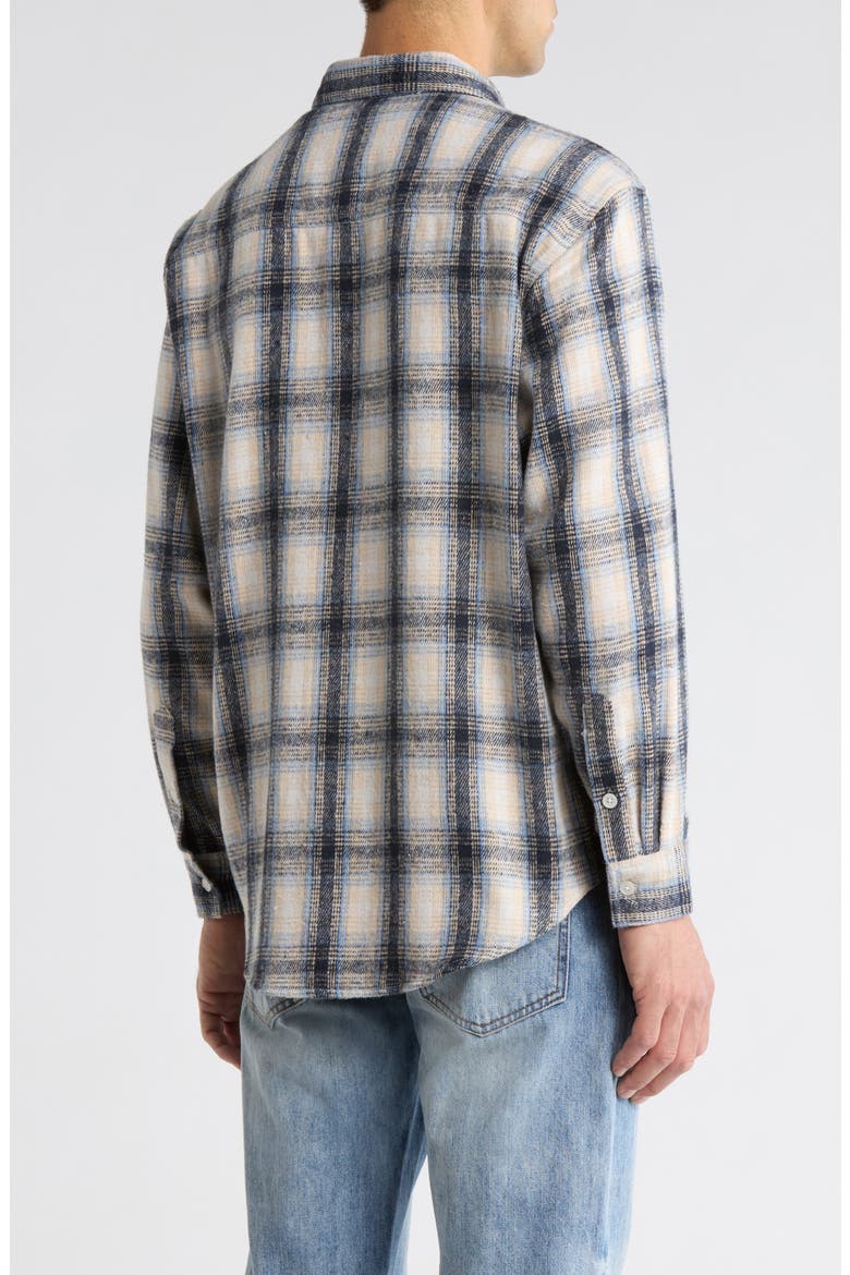 Oversize Coastal Plaid Button-Up Flannel Shirt, Alternate, color, BLUE