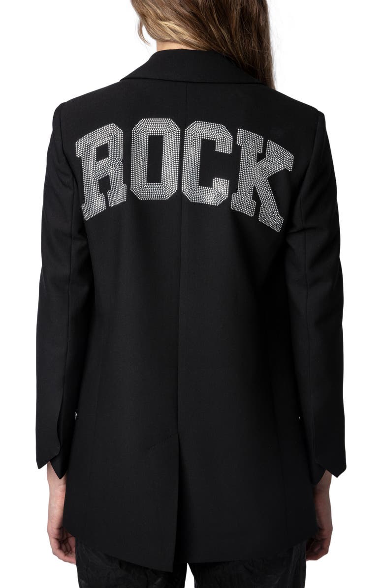 Zadig & Voltaire Viva Rock Strass Blazer, Alternate, color, Noir