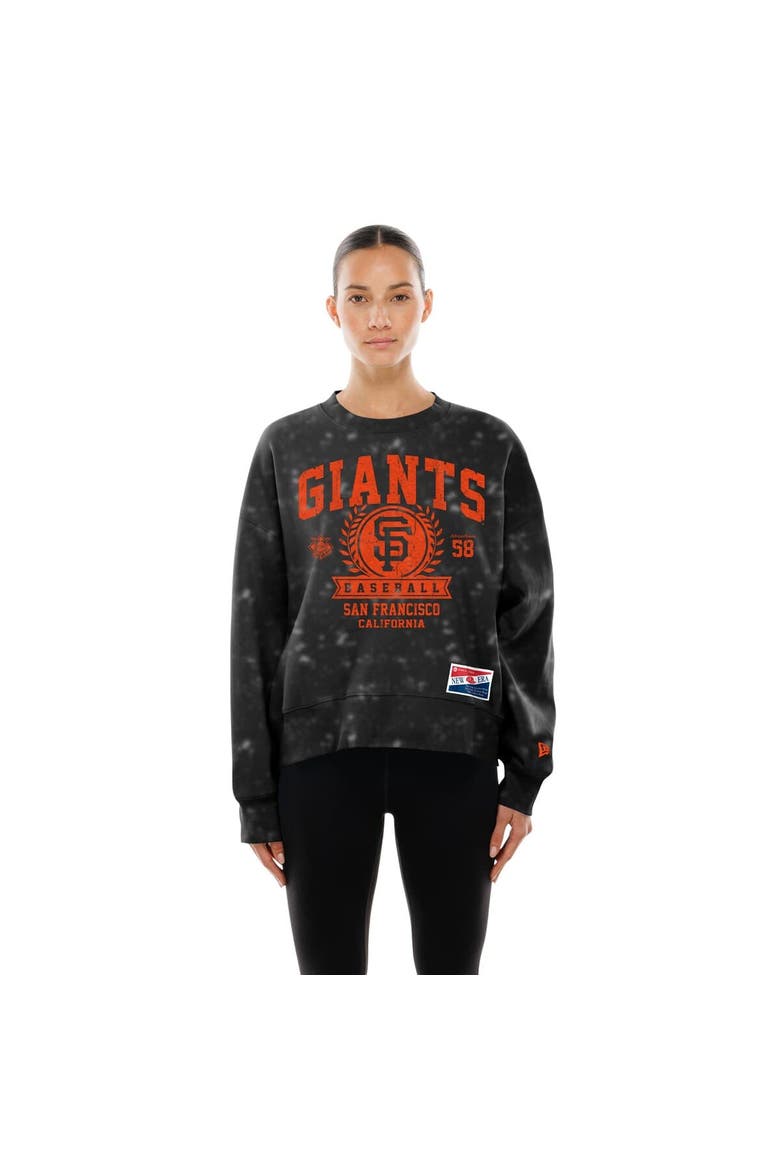Women's New Era  Black San Francisco Giants Throwback Oversized Boxy Sweatshirt, Main, color, Black