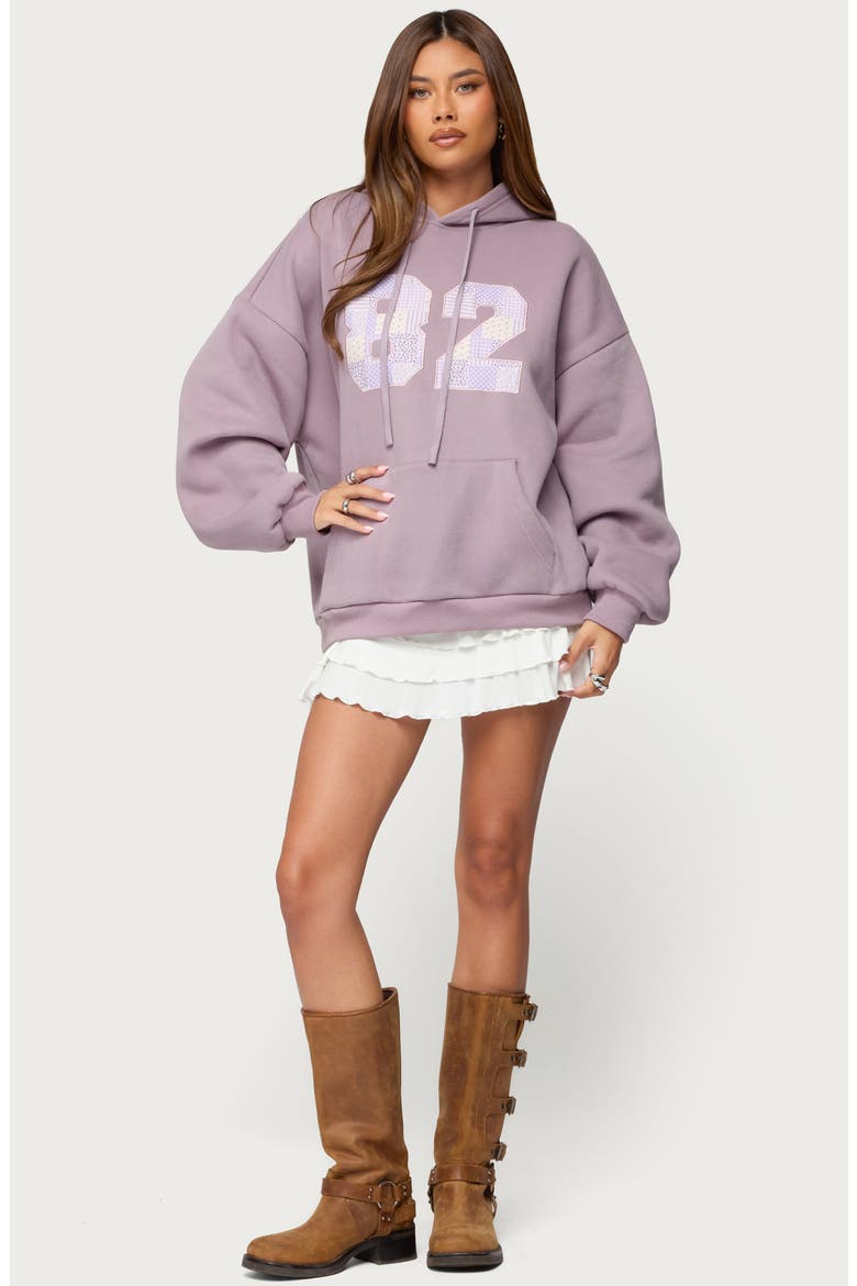 82 Appliqué Oversize Hoodie, Alternate, color, PURPLE