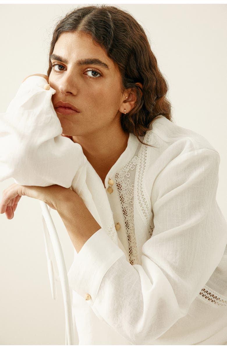 H&M Lace-trimmed Blouse, Alternate, color, White