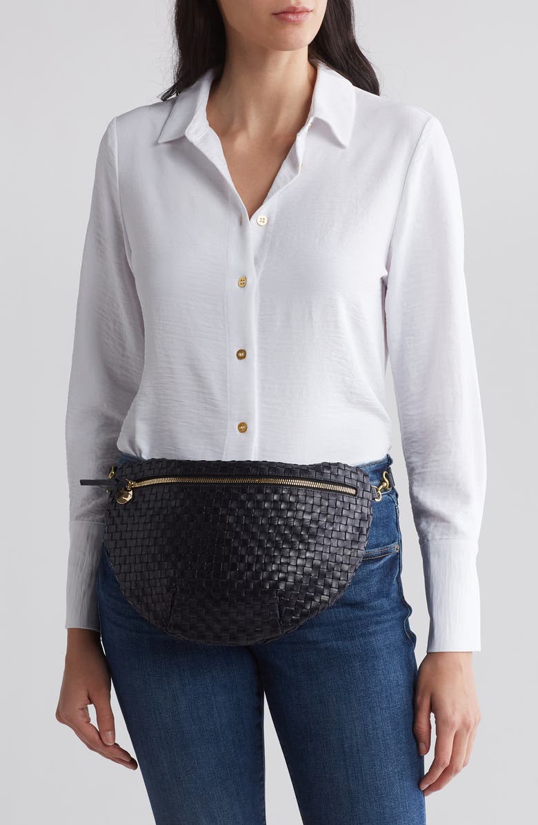 Clare V. Grande Woven Leather Belt Bag, Alternate, color,