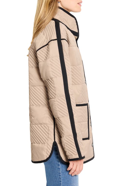 Nic + Zoe Nic+zoe Patchwork Quilting Reversible Barn Jacket In Brown