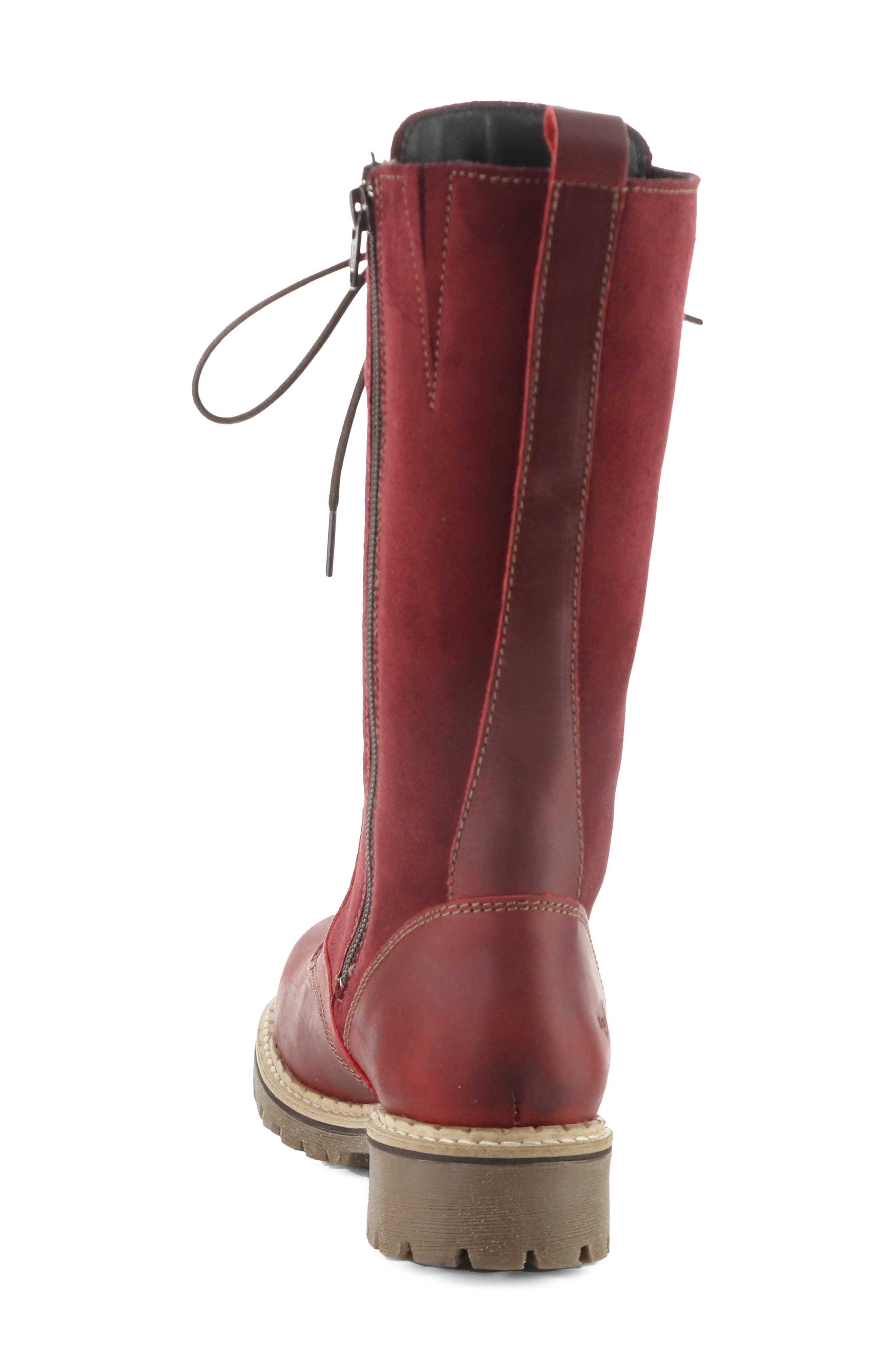 Havi Leather Lace-Up Tall Boot, Alternate, color, RED/ SANGRIA