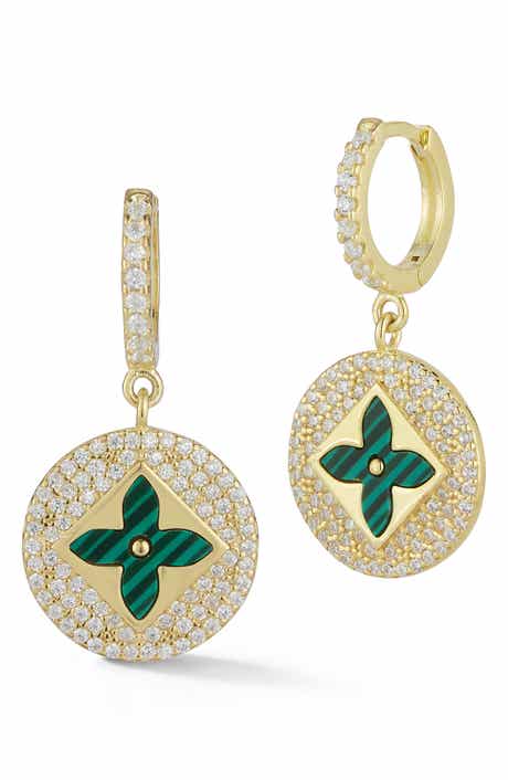 Cubic Zirconia Clover Drop Earrings