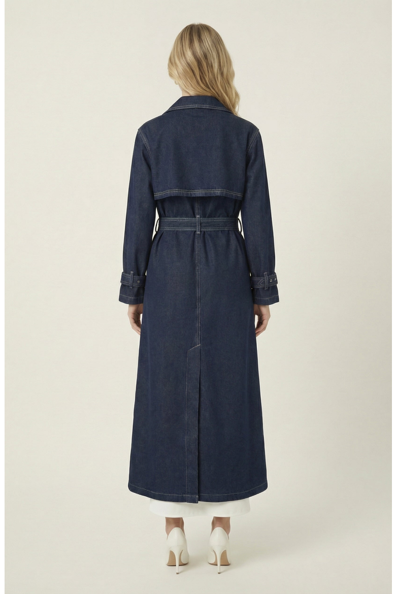 Denim Trench Coat, Alternate, color, Dark Blue