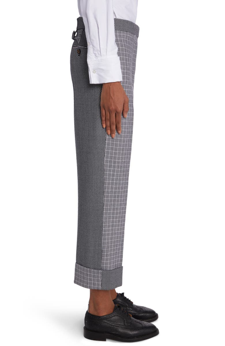 Thom Browne Fun-Mix Contrast Panel Cuff Hem Wool Trousers, Alternate, color, 