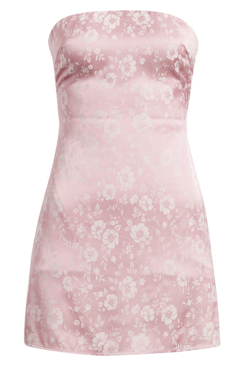 Floral Strapless Satin Cocktail Minidress, Alternate, color, DUSTY PINK