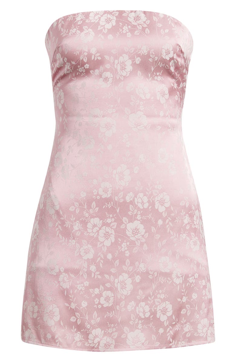 Princess Polly Floral Strapless Satin Cocktail Minidress, Main, color, Dusty Pink