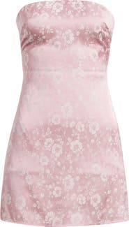 Princess Polly Floral Strapless Satin Cocktail Minidress