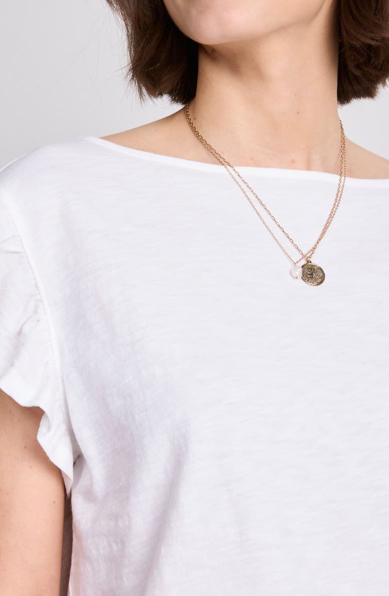 vineyard vines Flutter Sleeve Cotton T-Shirt, Alternate, color, White Cap