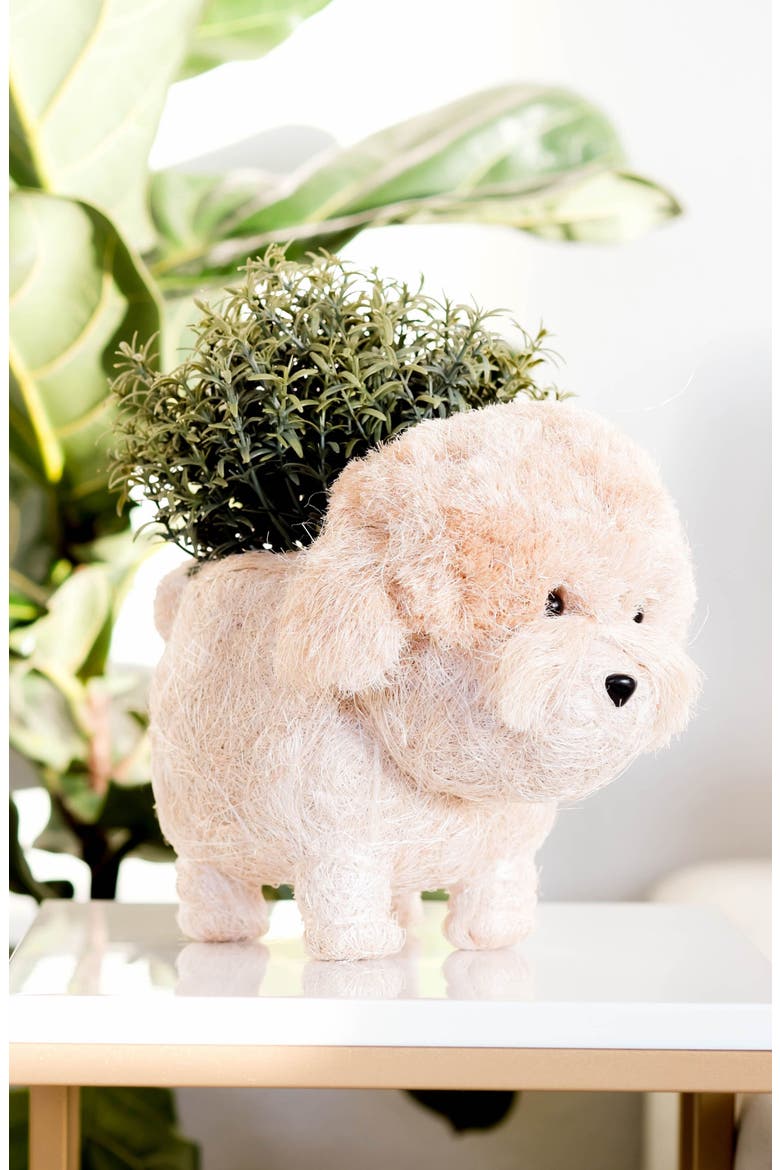 Poodle Handwoven Planter, Alternate, color, WHITE