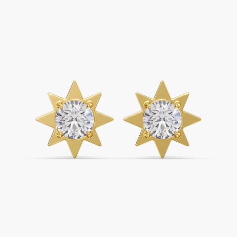 Petite Starburst Lab Diamond Studs in 14K Gold