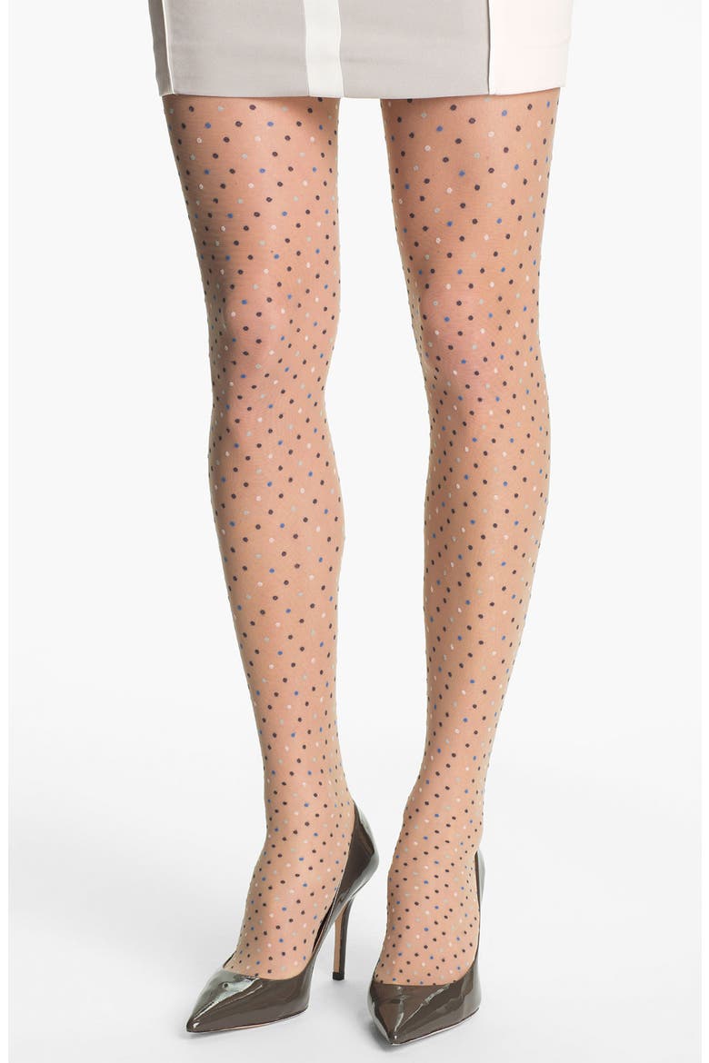 'Colour Dot' Tights, Main, color, SAHARA/ BLUE DOT