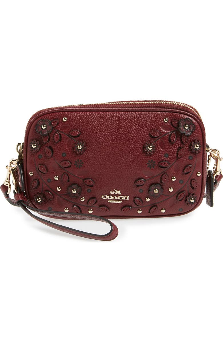 COACH Floral Studded Leather Crossbody Bag, Main, color,