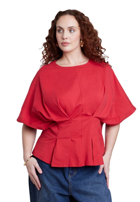 Pleated Cinched Waist Top (plus)