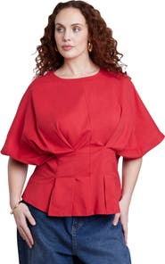 ELOQUII Pleated Cinched Waist Top